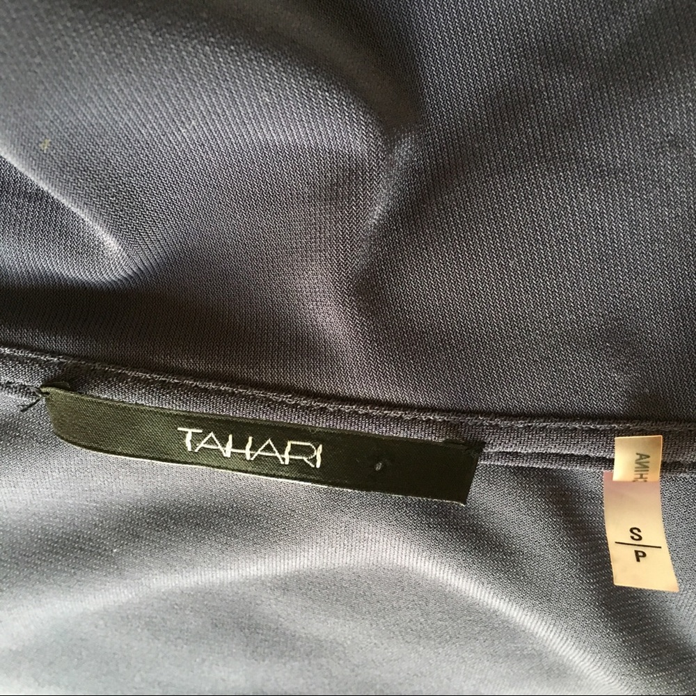 Tahari Navy Ruffle Midi Dress - Picture 5 of 6